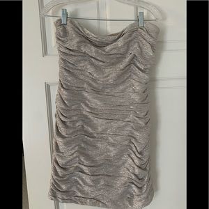 Aidan Mattox metallic strapless mini dress